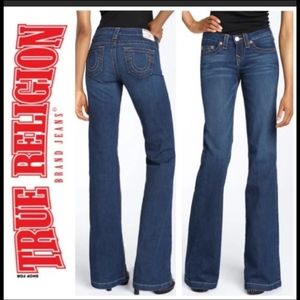 TRUE RELIGION CLAIRE WIDE LEG JEANS Raw Hem